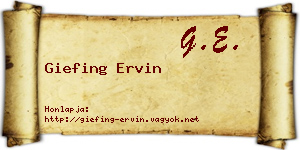 Giefing Ervin névjegykártya